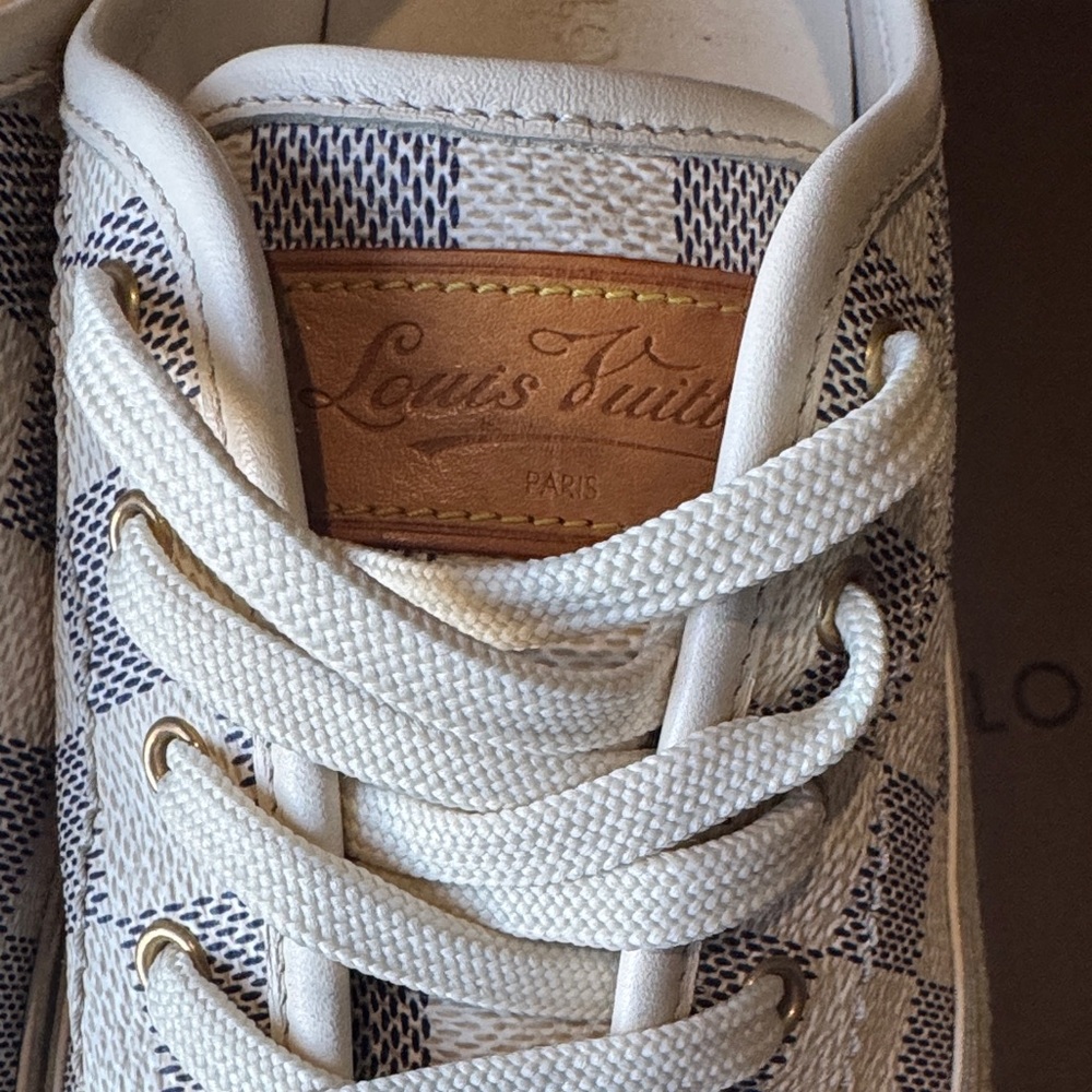 Louis Vuitton Cream and Gray Women's Sneakers - Picture 2 of 8